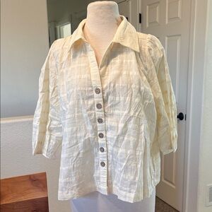 Easel Ivory Textured Blouse
